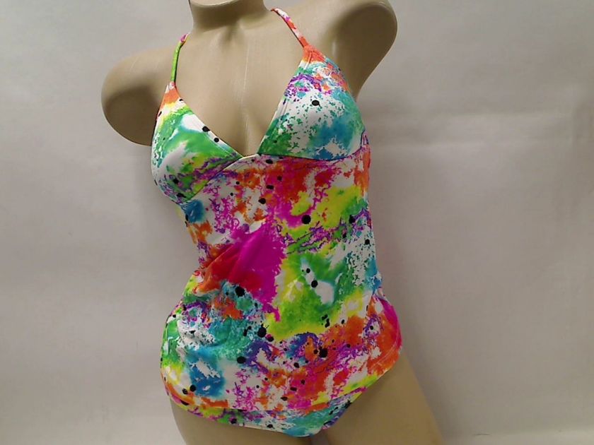 PAINTBALL FRENZY ROXY 2 PC TANKINI S M L NWT JUNIORS SWIMSUIT L6423 