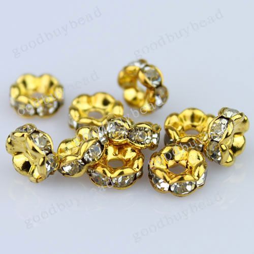   CRYSTAL GOLD SPACER LOOSE BEADS JEWELRY FINDINGS 3X6MM  