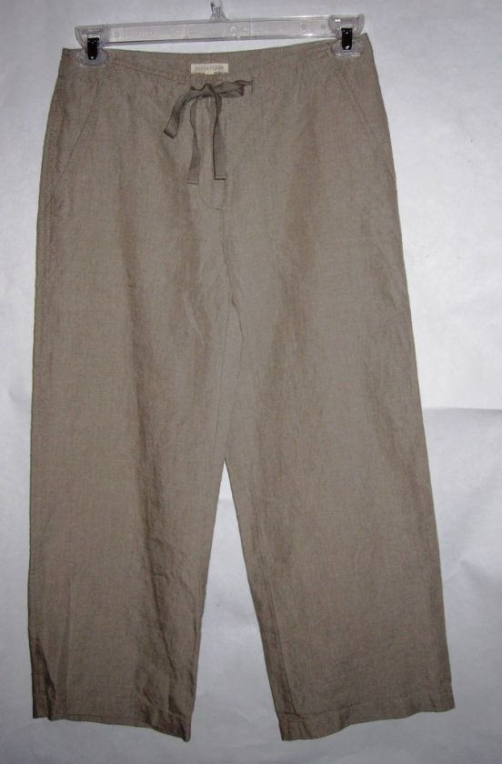 EILEEN FISHER LINEN CROP PANT W DRAWSTRING NATURAL XS PL  