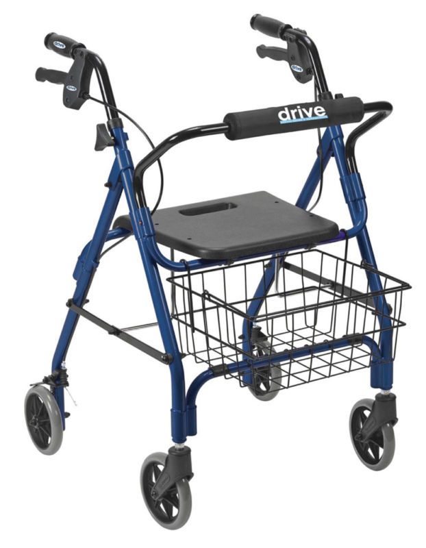 Wheel Rollator Walker Lever Brakes Basket Seat BLUE Lightweight 