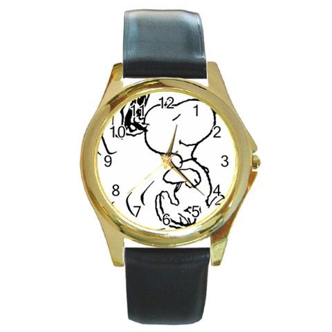 SNOOPY DOG CARTOON CUTE Round Gold Wrist Watch Wemens  