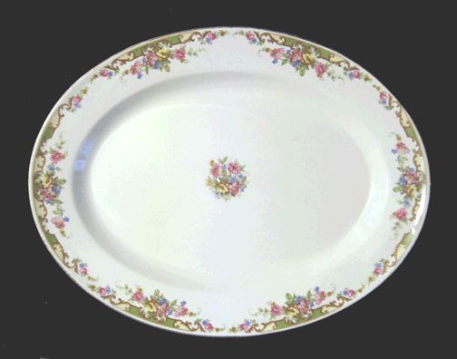 63pc EDWIN M KNOWLES HOSTESS CHINA c.1938 WHITE W/FLORAL RIM/CENTER 