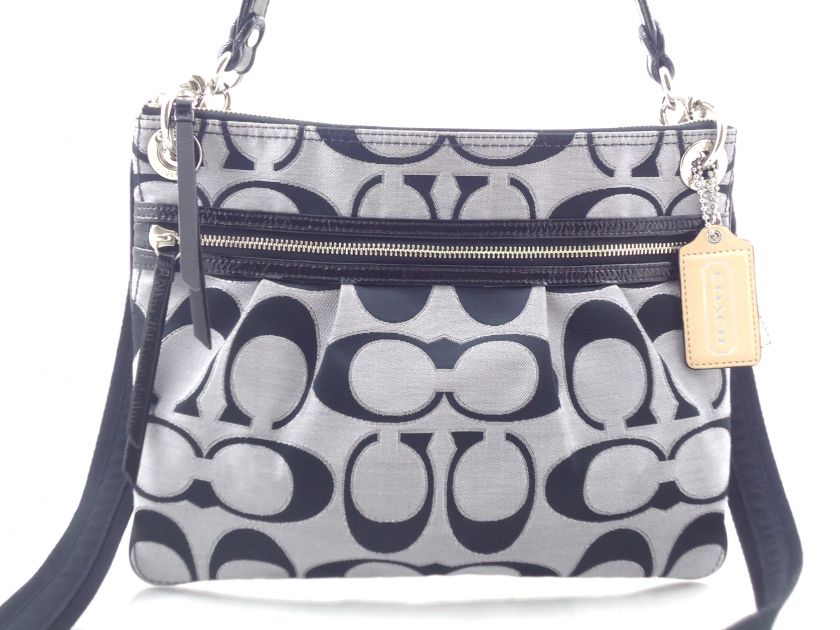   Poppy Metallic Signature Jacquard Hippie Cross Body Bag Grey / Black