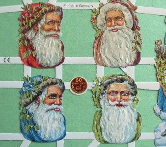 New Victorian Scrap 17 Different Santas All Colors  