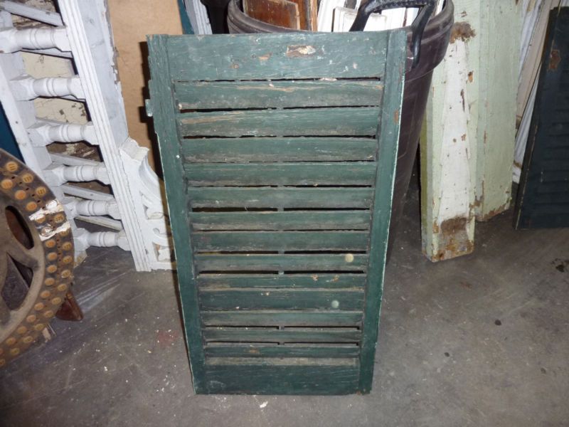 green Victorian half shutter louvered panel 27.25 x 14  