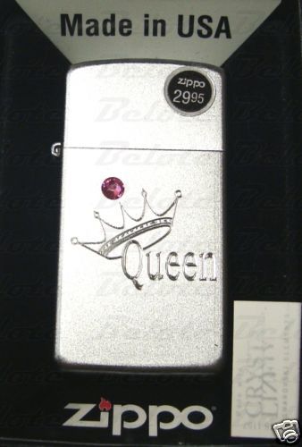 Zippo Slim Satin Chrome Queen Lighter w/ Crystal 24572  