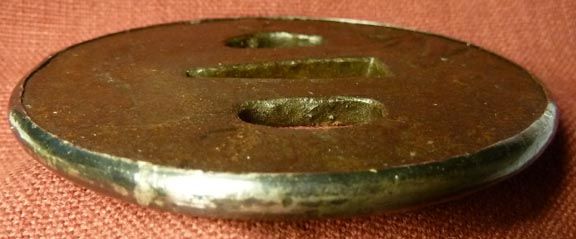 Original Samurai Era Japanese Sword Tsuba w Shakudo Rim  