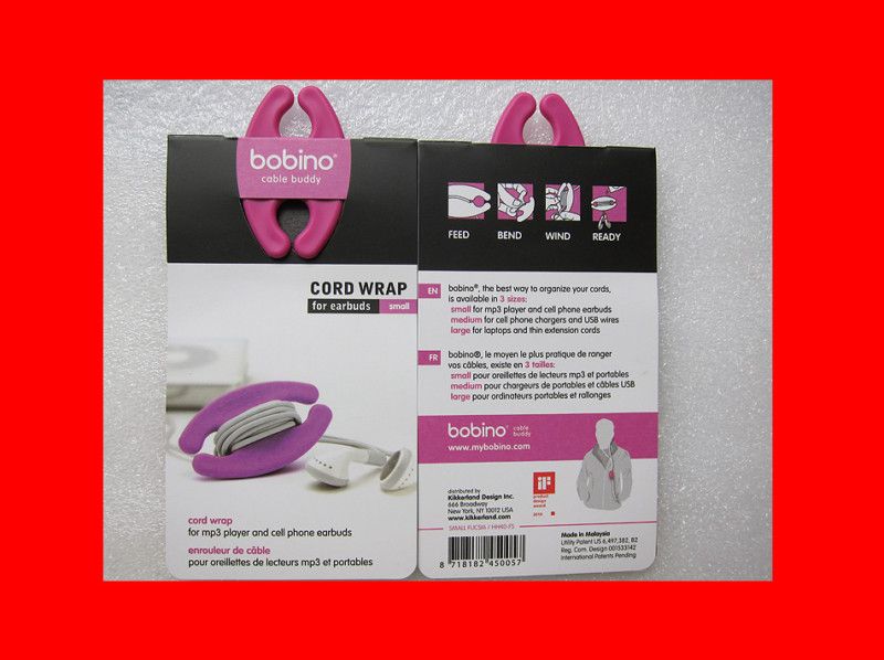 KIKKERLAND BOBINO CABLE BUDDY  IPOD CORD WRAP PINK  