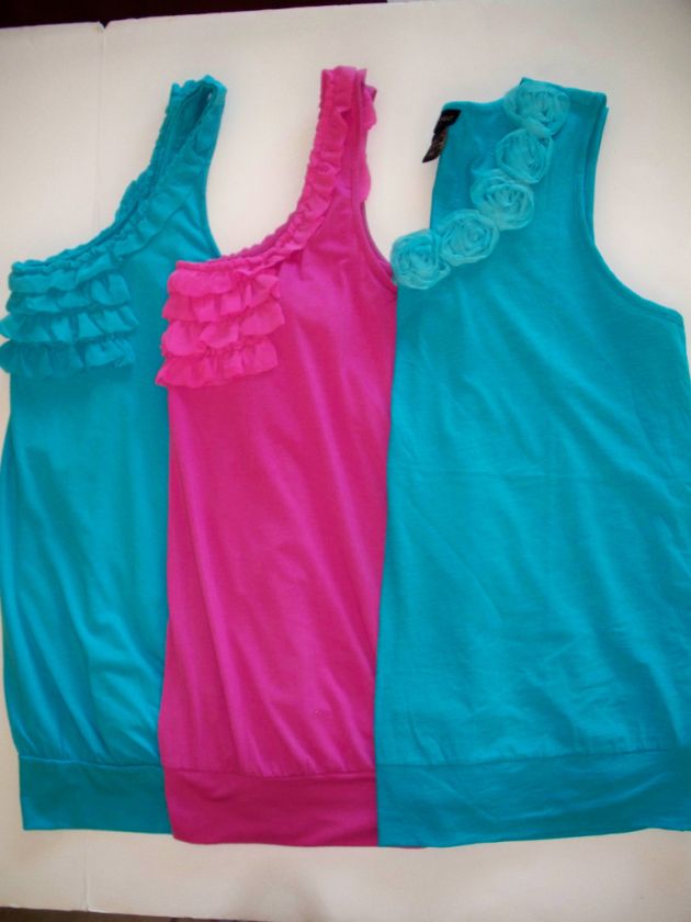 LANE BRYANT BLUE or PINK SCOOP NECK TANK TOP PLUS SHIRT  