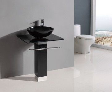   Bathroom Tempered Glass Vessel Sink Vanity w/ 12 faucet XD25B  