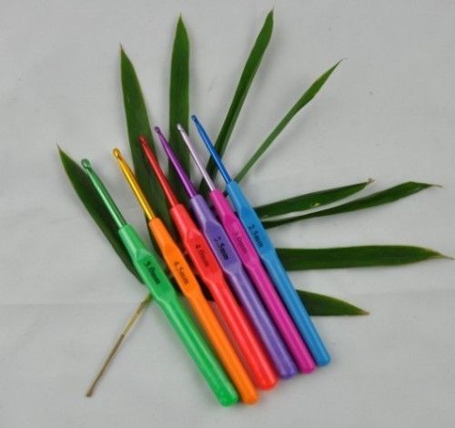 6pc multicolour Plastic Crochet Hooks Needles 2.5   5mm  