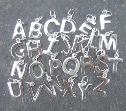 SOLID STERLING SILVER alphabet letter CHARM   all letters available 