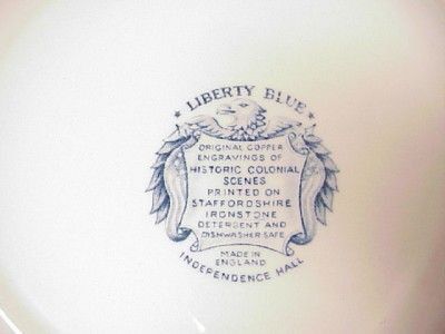 LIBERTY BLUE INDEPENDENCE HALL DINNER PLATES SET 4  