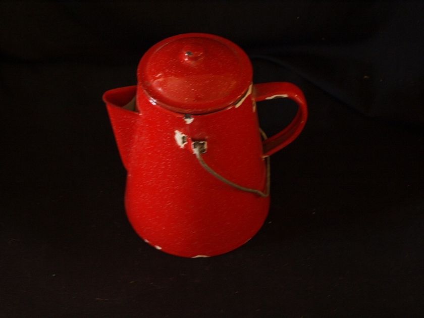 VINTAGE ENAMELED COFFEE POT SHABBY CHIC  