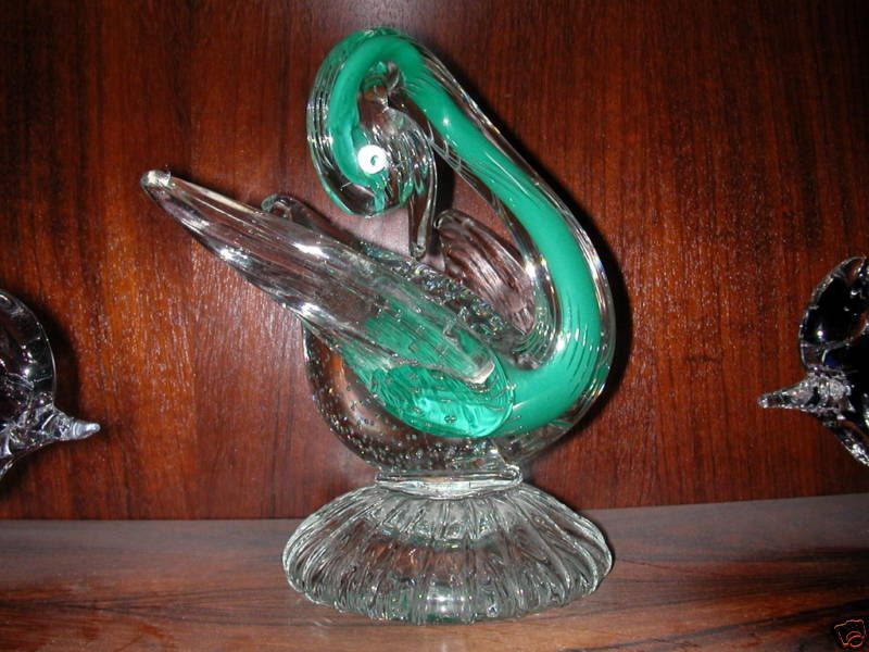 Barbini Mint Green Bullicante Swan Murano Italy  