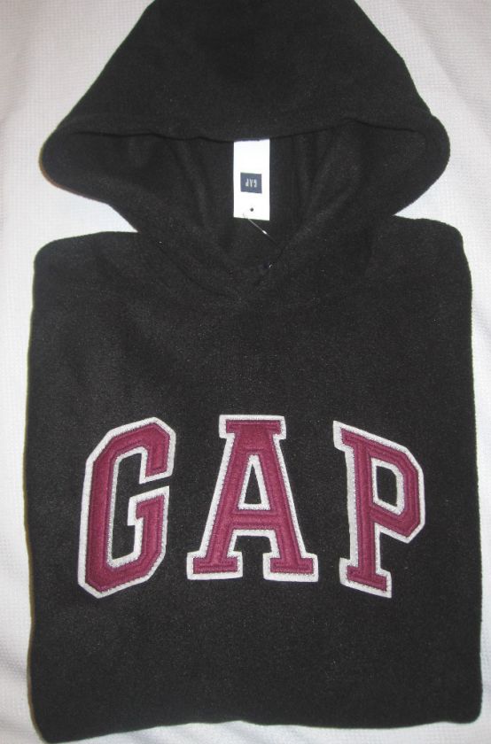 NWT Mens GAP Black Fall2011 FLEECE Logo Hoodie Sweatshirt L Large 