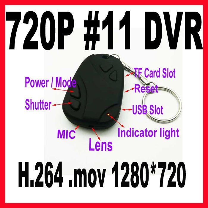   keychain Camera 808 #11 HD H.264 1280*720P CAM DVR/DV.mov files  