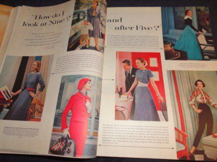 Vintage Ladies Home Journal 10/1956 50s fashion ads advertising design 