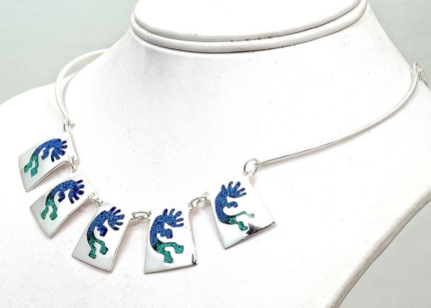 Southwestern Kokopelli Charm Silver Necklace Taxco Mexico  