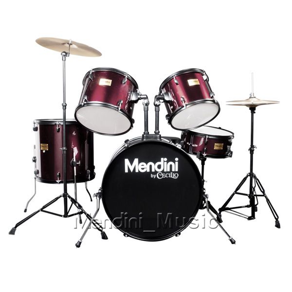 NEW WINE RED 6 ply BIRCH WOOD 5 PIECE COMPLETE DRUM SET  