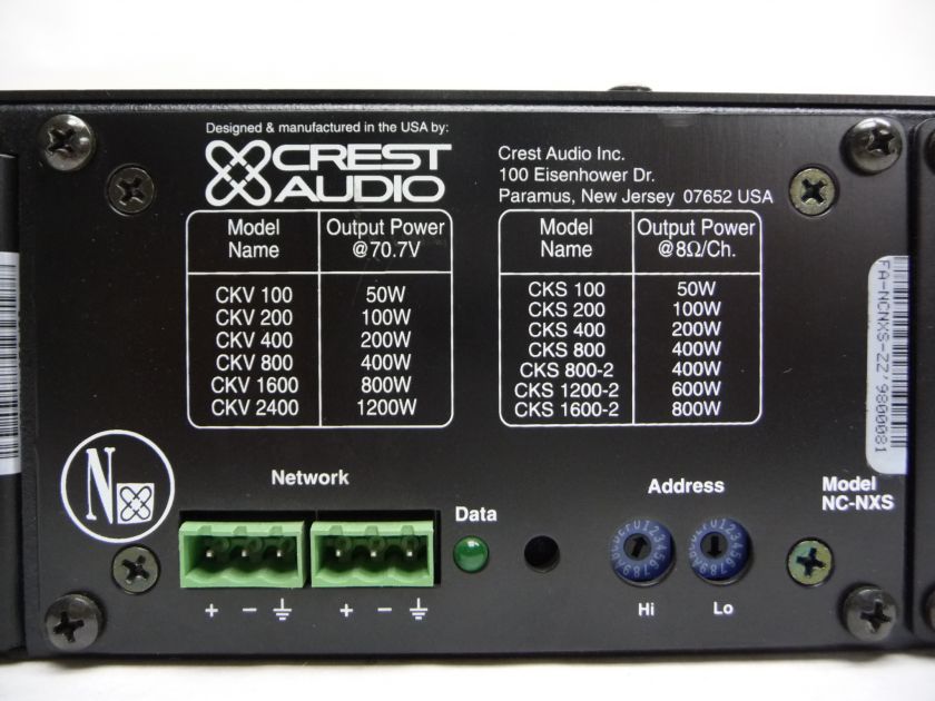 CREST AUDIO CKV400 2 CHANNEL POWER PROCESSING AMPLIFIER AMP 200W 2U 