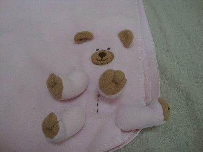 EUC TY PINK BLANKET FLEECE TEDDY BEAR BABY BLANKET  