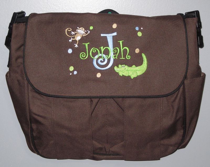 Personalized Diaper bag baby tote alligator monkey NEW  