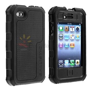 OEM BALLISTIC Black Hard Core Case Cover+Diamond Guard for iPhone 4 