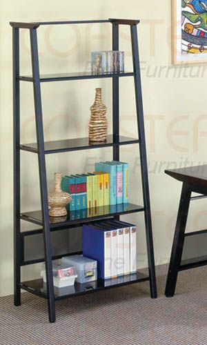 Black Metal/Glass Display Shelf Bookcase   FREE S/H  