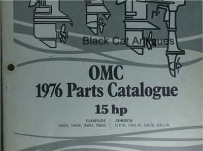 1976 Outboard Marine Pts Catalog 15 HP Evinrude Johnson  