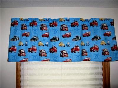 DISNEY CARS ON BLUE MAP CURTAIN VALANCE NEW KIDS  