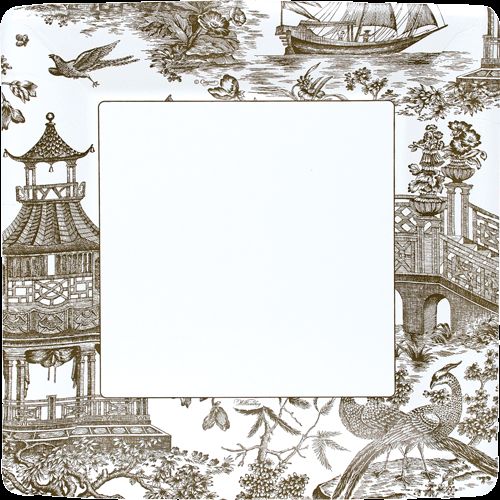 CASPARI 2 Pkgs Chinoiserie Toile Pagoda Bronze Paper Salad / Dessert 