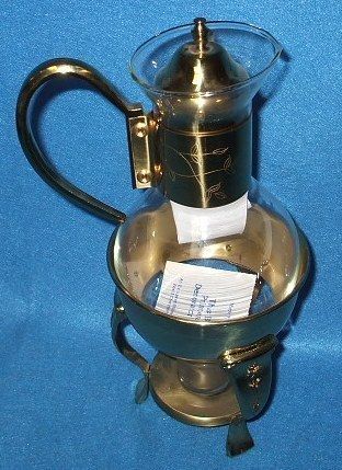 Princess House Brass Crystal Coffee Carafe Buffet Pot  