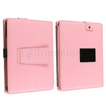 Pink Leather Case w/Stand+Stylus+Film For iPad 1 3G  