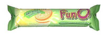 Fun O Sandwich cookies filed with Custard cream  