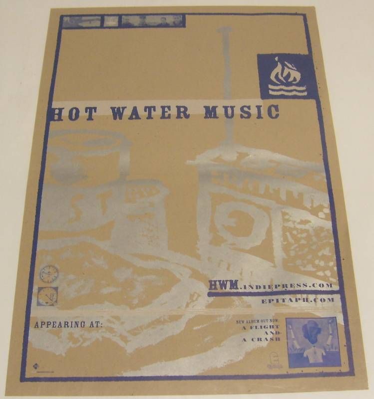 Hot Water Music Flight & Crash * Promo Poster 13 x 19  