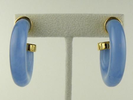   Jay Lane Blue Lapis Polished Gold Pierced Hoop Earrings FREE US SHIP