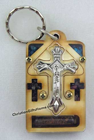 CROSS FROM HOLY LAND Crucifix Jerusalem Earth Sand Gift  