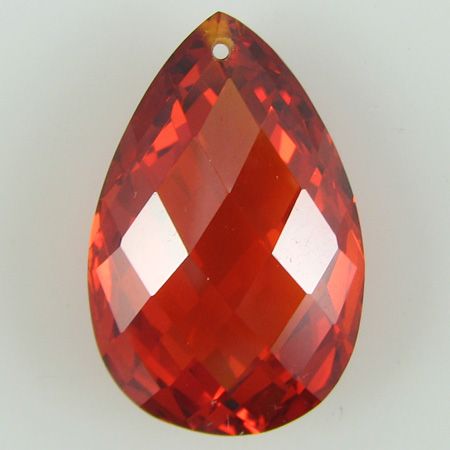 23mm faceted CZ cubic zirconia teardrop pendant red  