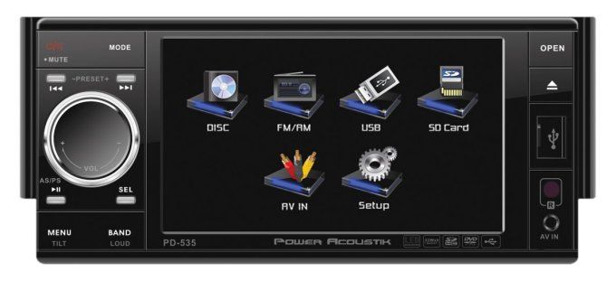 POWER ACOUSTIK PD 535 7 Touch Screen In Dash DVD/ Car Player 