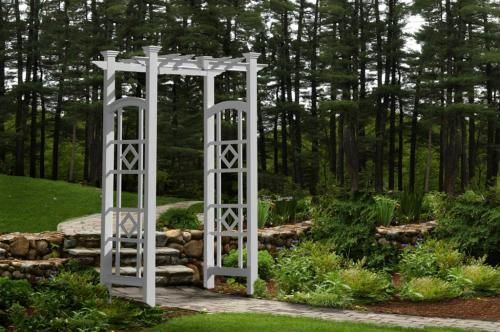 New Monaco Arbor Outdoor Vinyl Patio & Flower Garden Trellis   94 x 