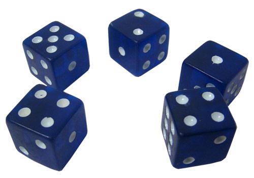 100 Blue Dice   16 millimeter standard dimension craps  