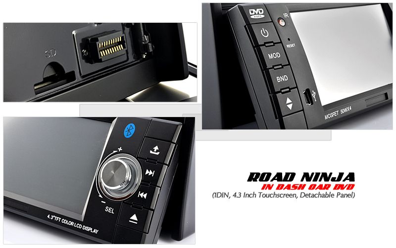 AUTORADIO 1 DIN SCHERMO LCD 4,3 POLLICI DVD AVI  BT FRONTALINO 