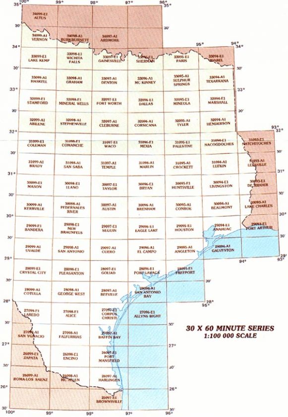 USGS 100K topo TOPOGRAPHIC east MAP CD tx EASTERN TEXAS  