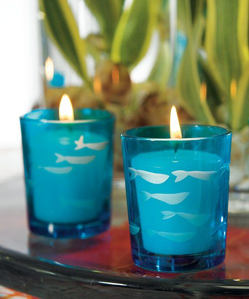   Fish Tea Light / Candle Holders8ct  Carved Glass  Fish Tea Light