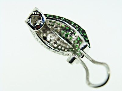 18K White Gold Tsavorite Green Garnet Diamond Earrings  