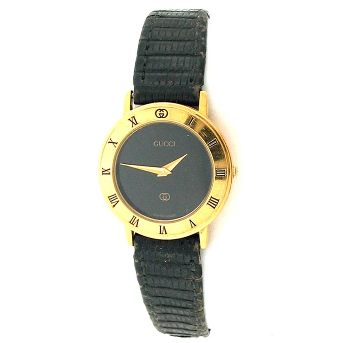 Gucci 3001L Gold Tone Black Dial Ladies Watch  