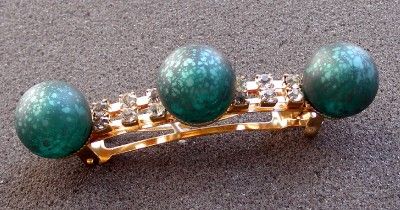 Blue Balls Hair Brooch Barrette Clip Made in France  