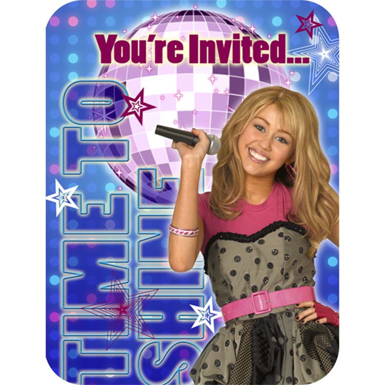 Hannah Montana Birthday Party 8 Invitations & Envelopes  