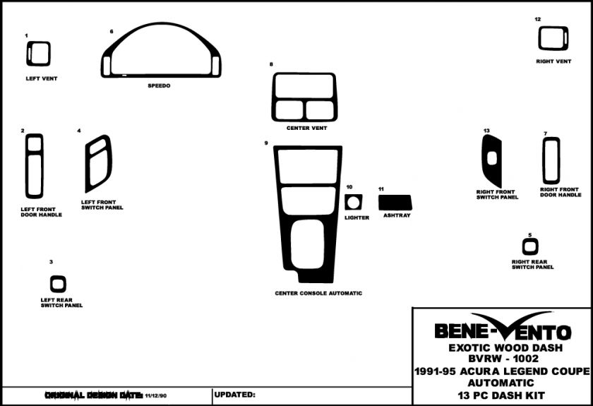 ACURA LEGEND 1991 1992 1993 94, 95 WOOD GRAIN KIT KIT  